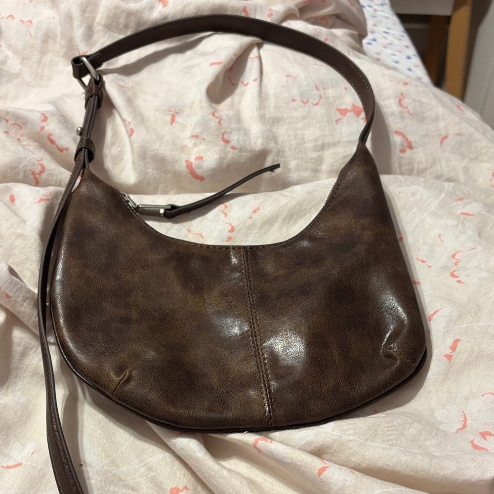 Zara Dark Brown Crescent Shoulder Bag
